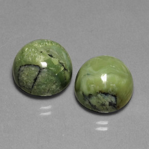 Gemas de serpentina verde natural de  ct, corte redondo, opaco