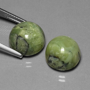 Gemas de serpentina verde natural de  ct, corte redondo, opaco