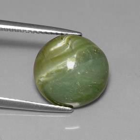 Serpentina verde natural de 4,61 ct, corte redondo, opaco
