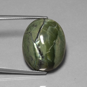 Serpentina verde natural de 26,53 ct, corte óvalo, opaco