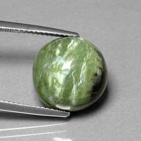 Serpentina verde natural de 7,91 ct, corte redondo, opaco