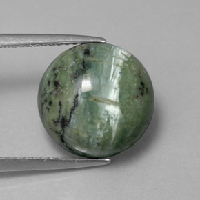 Serpentina verde natural de 5,84 ct, corte redondo, opaco
