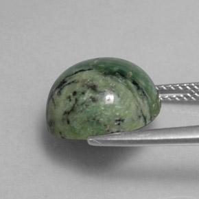 Serpentina verde natural de 5,84 ct, corte redondo, opaco
