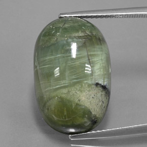 Serpentina verde natural de 14,20 ct, corte óvalo, opaco