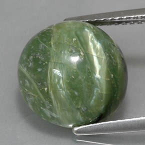 Serpentina verde natural de 5,71 ct, corte redondo, opaco