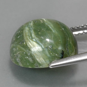 Serpentina verde natural de 5,71 ct, corte redondo, opaco