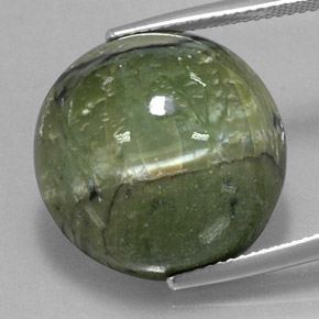 Serpentina verde natural de 20,97 ct, corte redondo, opaco