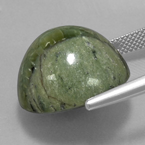 Serpentina verde natural de 20,97 ct, corte redondo, opaco