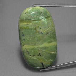 Serpentina Verde medio natural de 34.37 ct, Corte Óvalo, Opaco