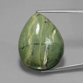 Serpentina Verde terroso natural de 37.21 ct, En forma de pera, Opaco