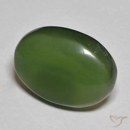 Serpentina Verde oscuro natural de 9.27 ct, Ovalada, Translúcido