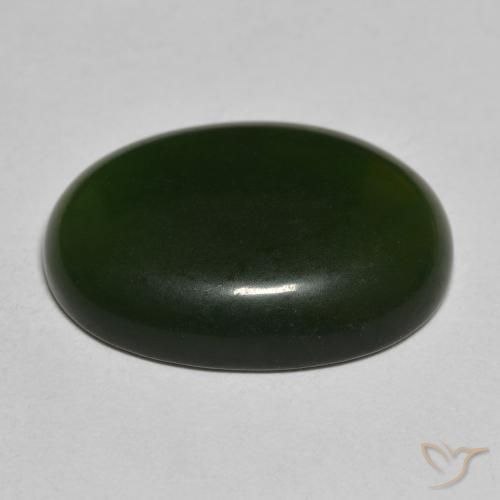 Serpentina Verde oscuro natural de 12.91 ct, Ovalada, Translúcido