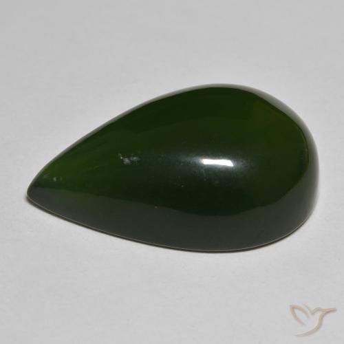 Serpentina Verde oscuro natural de 37.60 ct, En forma de pera, Translúcido