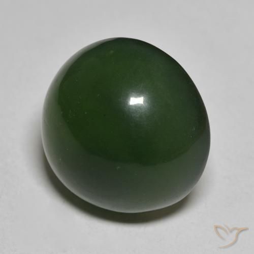 Serpentina Verde oscuro natural de 14.95 ct, Redondo, Translúcido