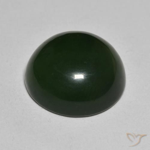 Serpentina Verde oscuro natural de 14.95 ct, Redondo, Translúcido