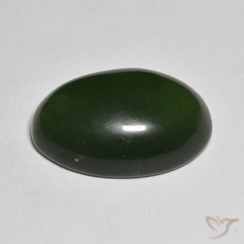 Serpentina Verde oscuro natural de 15.97 ct, Ovalada, Translúcido