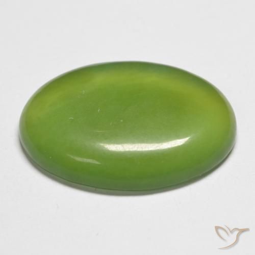 Serpentina Verde vivo claro natural de 11.78 ct, Ovalada, Translúcido