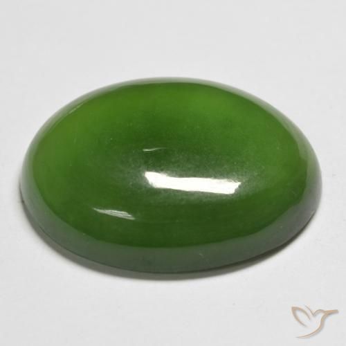 Serpentina Verde medio natural de 18.71 ct, Ovalada, Translúcido