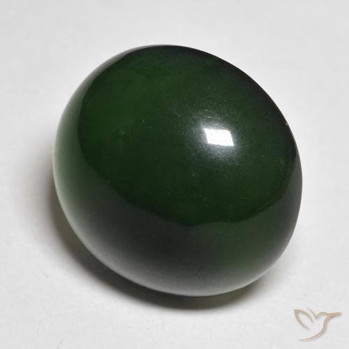 Serpentina Verde muy oscuro natural de 15.26 ct, Redondo, Translúcido