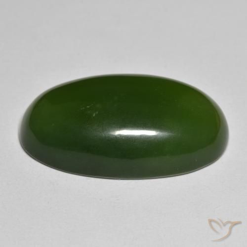 Serpentina Verde oscuro natural de 32.92 ct, Ovalada, Translúcido