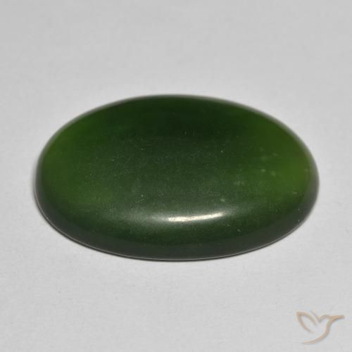 Serpentina Verde oscuro natural de 20.84 ct, Ovalada, Translúcido