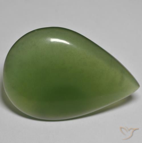Serpentina Verde alga natural de 45.23 ct, En forma de pera, Translúcido