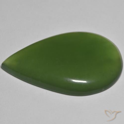 Serpentina Verde alga natural de 45.23 ct, En forma de pera, Translúcido