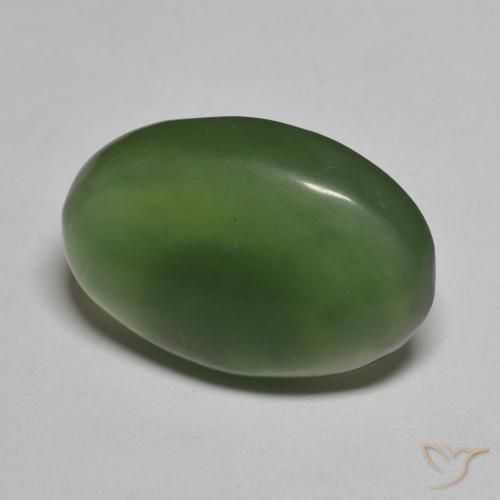 Serpentina Verde alga natural de 9.54 ct, Ovalada, Translúcido