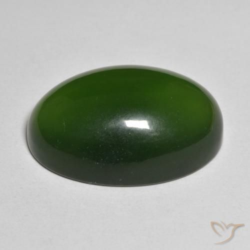 Serpentina Verde oscuro natural de 23.28 ct, Ovalada, Translúcido