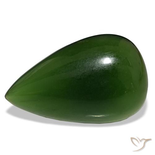 Serpentina verde natural de 15,80 ct, en forma de pera, transparente
