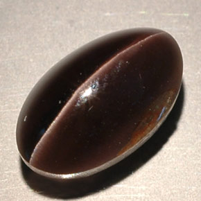 Sillimanite cat's eye marrón natural de 4,63 ct, transparente, transparente / translúcido