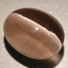Sillimanite cat's eye marrón natural de 3,56 ct, transparente, transparente / translúcido