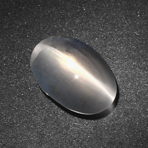 Sillimanite cat's eye gris natural de 7,34 ct, corte óvalo, translúcido