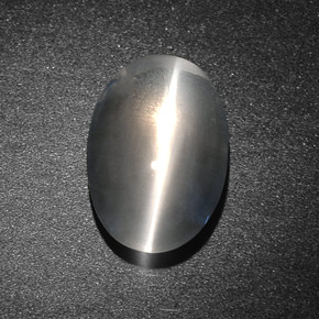 Sillimanite cat's eye gris natural de 7,34 ct, corte óvalo, translúcido