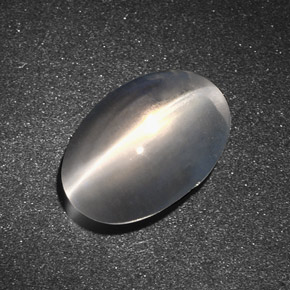 Sillimanite cat's eye gris natural de 7,34 ct, corte óvalo, translúcido
