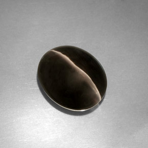 Sillimanite cat's eye gris natural de 4,11 ct, transparente, transparente / translúcido