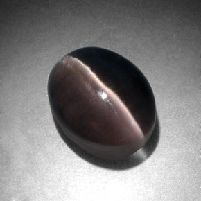 Sillimanite cat's eye gris natural de 3,96 ct, corte óvalo, translúcido