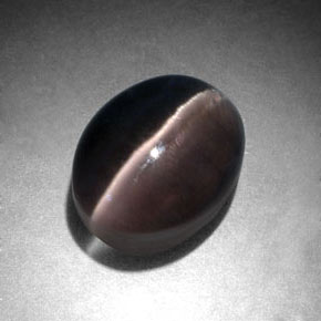 Sillimanite cat's eye gris natural de 3,96 ct, corte óvalo, translúcido
