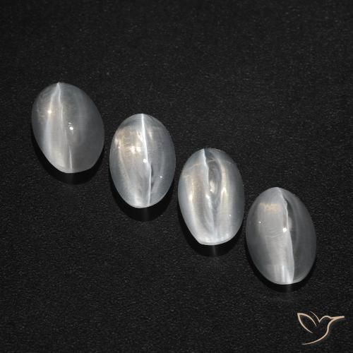 3.93ctw Natural Blanco claro Silimanita Ojo de Gato, Ovalada, Translúcido