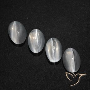 Gemas de Silimanita Ojo de Gato Blanco claro natural de 3.93 ct, Ovalada, Translúcido