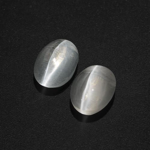 Gemas de Silimanita Ojo de Gato Blanco claro natural de 2.42 ct, Corte Óvalo, Translúcido