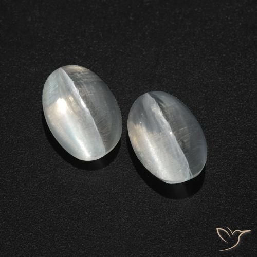 2.94ctw Natural Blanco claro Silimanita Ojo de Gato, Ovalada, Translúcido
