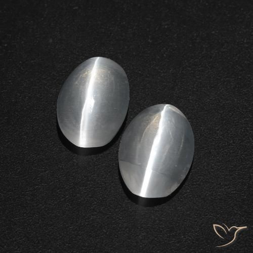 Gemas de sillimanite cat's eye blanco natural de 2,31 ct, corte óvalo, translúcido