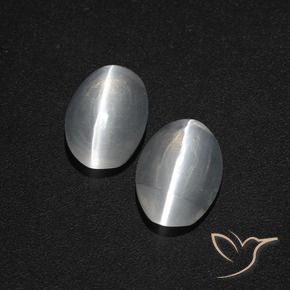 Gemas de sillimanite cat's eye blanco natural de 2,31 ct, corte óvalo, translúcido