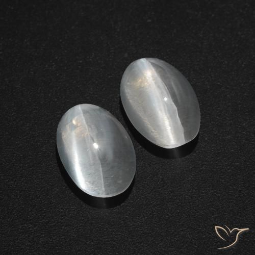 2.80ctw Natural Blanco claro Silimanita Ojo de Gato, Ovalada, Translúcido