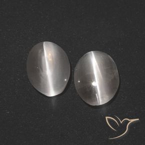 Gemas de Silimanita Ojo de Gato Gris muy claro natural de 2.57 ct, Ovalada, Translúcido