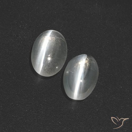 1.89ctw Natural Blanco claro Silimanita Ojo de Gato, Ovalada, Translúcido