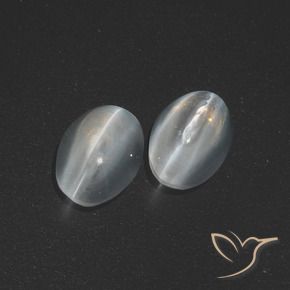 Gemas de Silimanita Ojo de Gato Blanco claro natural de 2.53 ct, Ovalada, Translúcido