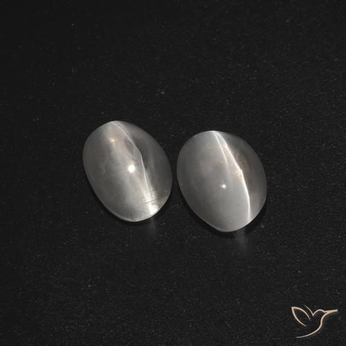 2.27ctw Natural Blanco claro Silimanita Ojo de Gato, Ovalada, Translúcido