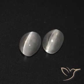 Gemas de Silimanita Ojo de Gato Blanco claro natural de 2.27 ct, Ovalada, Translúcido